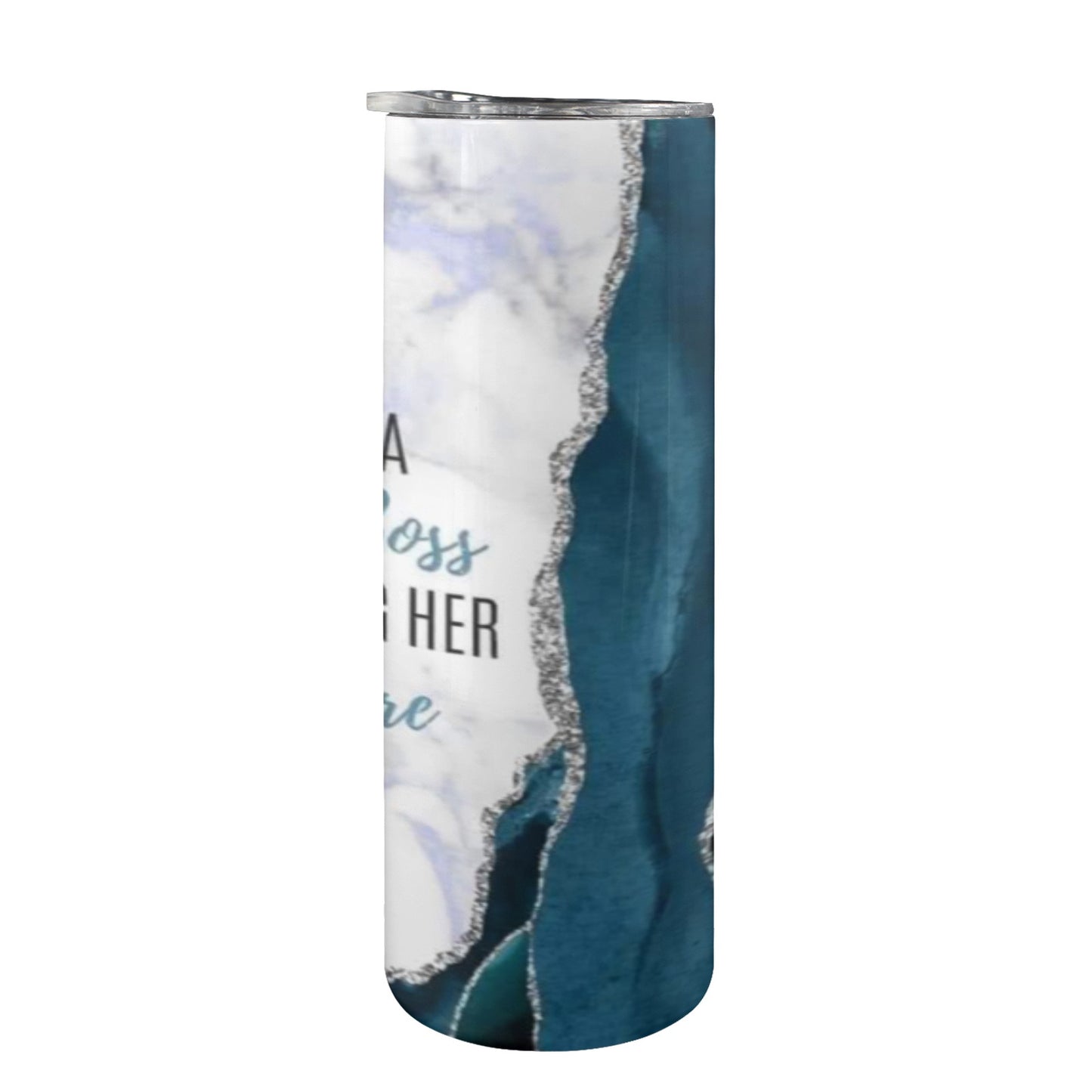Just a Boss Girl Blue 20oz Tall Skinny Tumbler with Lid and Straw