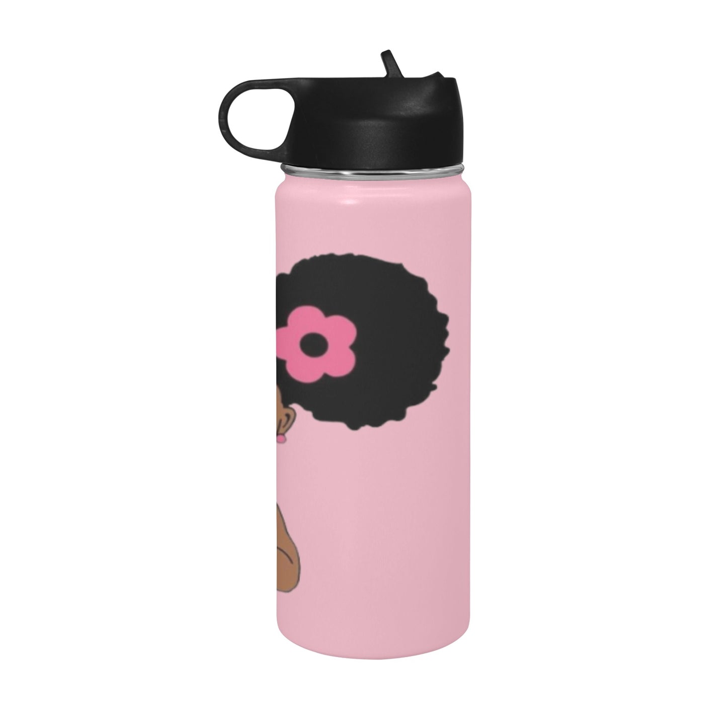 Afro Puff Insulated Water Bottle with Straw Lid (18 oz)