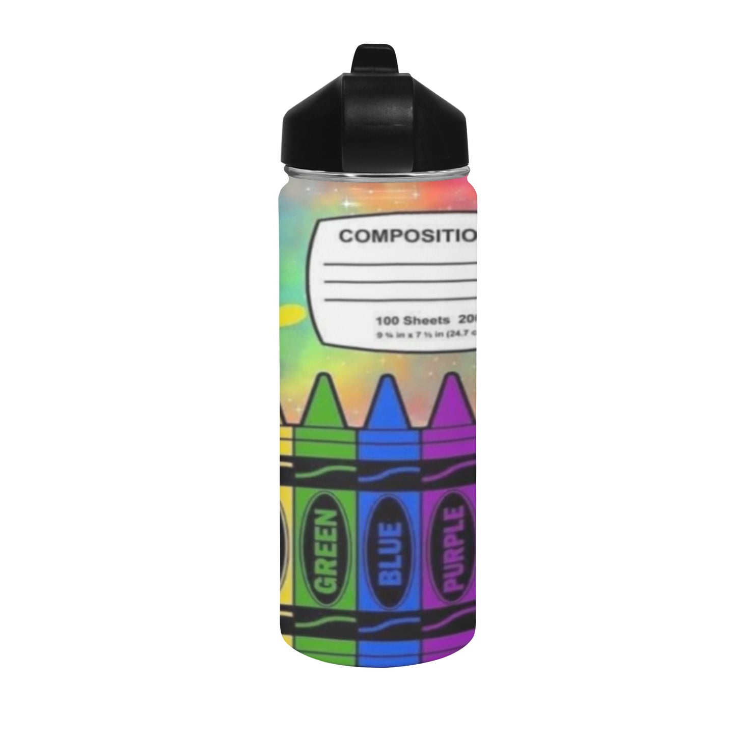 Composition Book Insulated Water Bottle with Straw Lid (18 oz)
