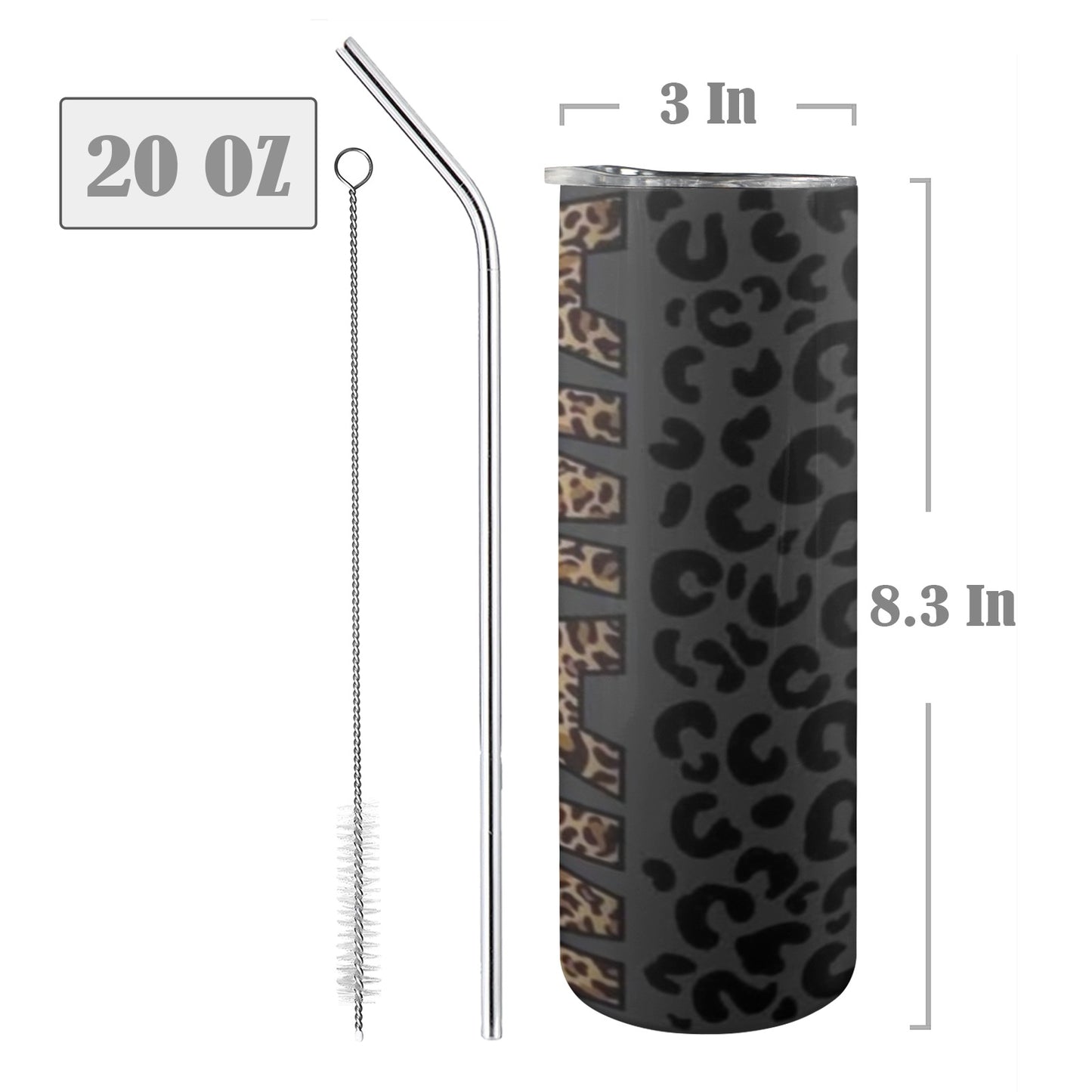 Mama Leopard Design 20oz Tall Skinny Tumbler with Lid and Straw