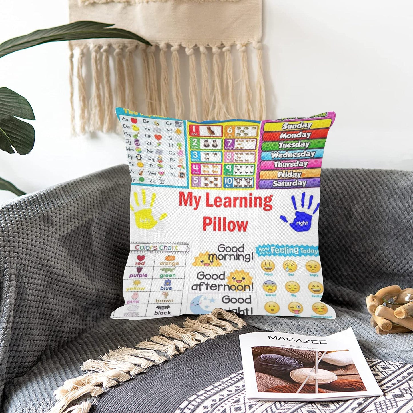 2-sided Learning Pillow Linen Zippered Pillowcase 18"x18"(Two Sides)