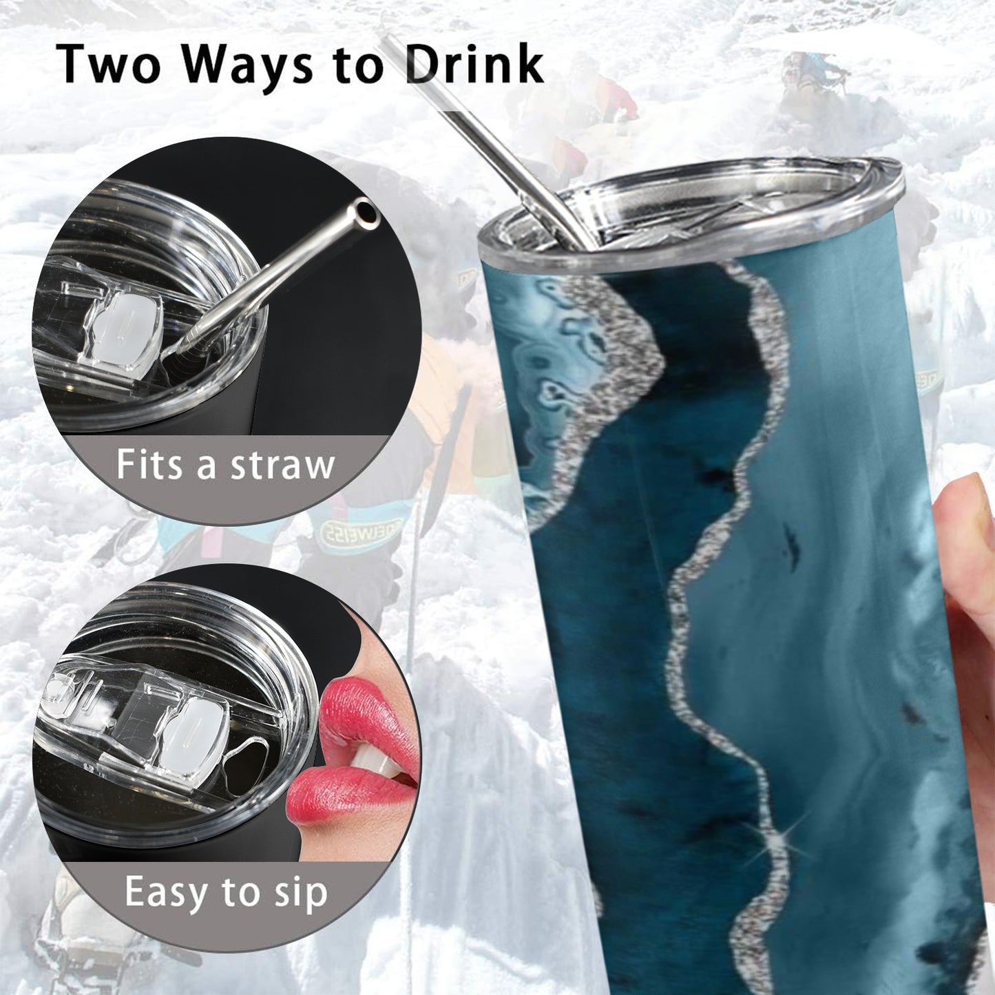 Just a Boss Girl Blue 20oz Tall Skinny Tumbler with Lid and Straw