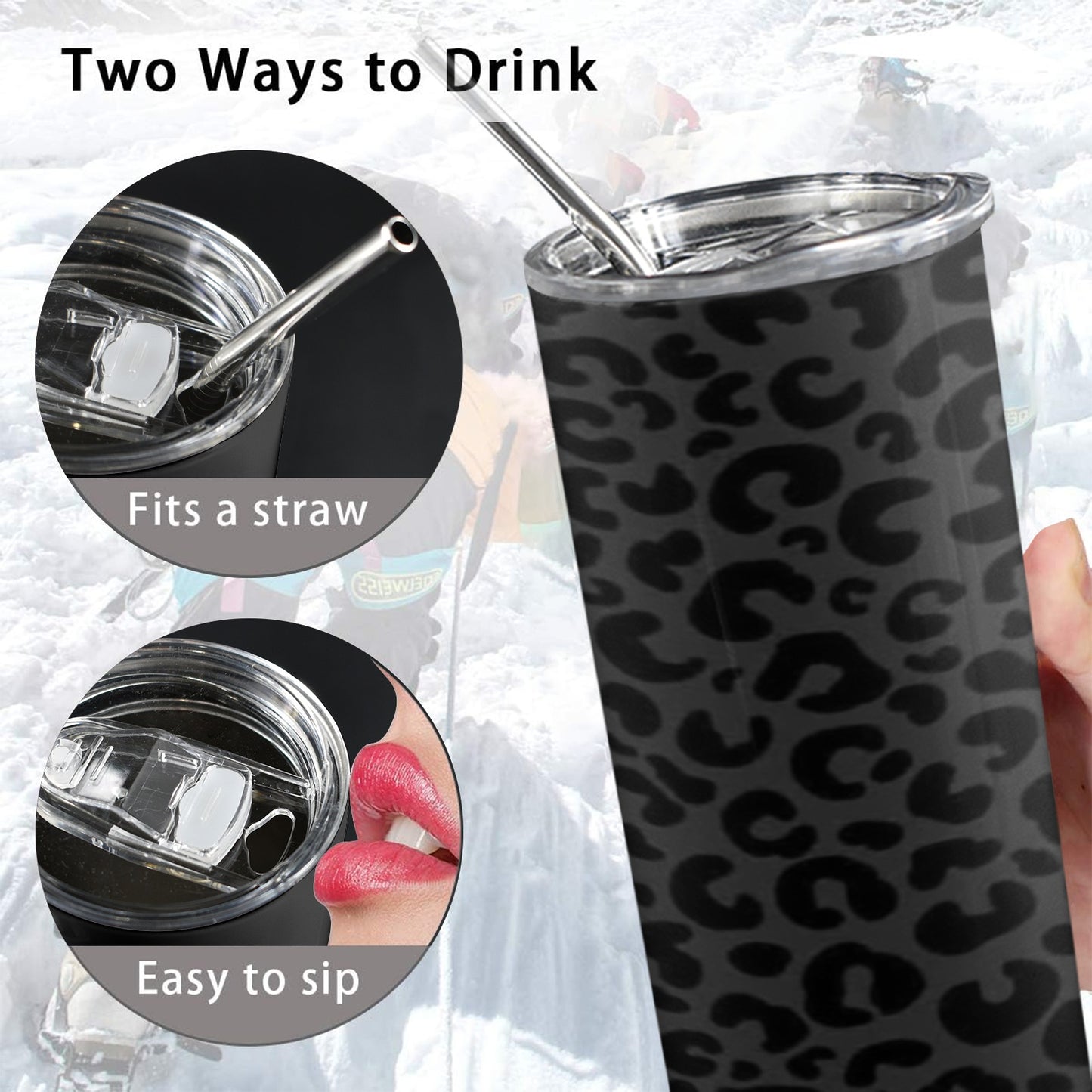 Mama Leopard Design 20oz Tall Skinny Tumbler with Lid and Straw