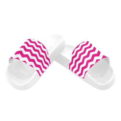 Pink-and- White Zig Zag slides Women's Slide Sandals (Model 057)