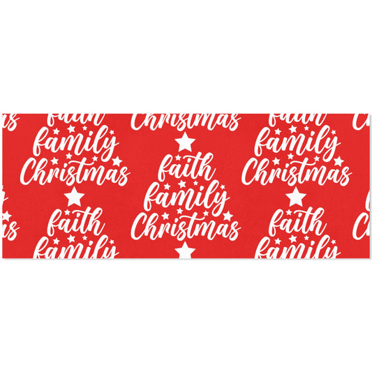 Red Faith Family Christmas Gift Wrapping Paper 58"x 23" (1 Roll)