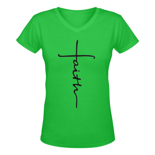 Faith Cross Women's Deep V-neck T-shirt (Model T19)